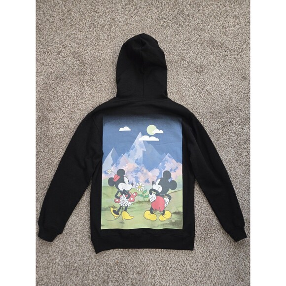 DISNEY MICKEY MOUSE Mickey & Minnie Black Sweatshirt Hoodie  S (4-6) *NWOT* - Picture 3 of 6